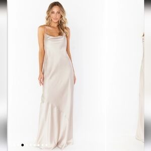 Show Me Your Mumu  Tuscany Maxi Slip Dress Silver Luxe Satin Size Small